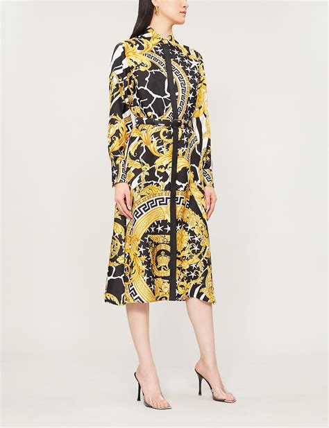 Versace Baroque Print Silk Twill Midi Dress Lyst