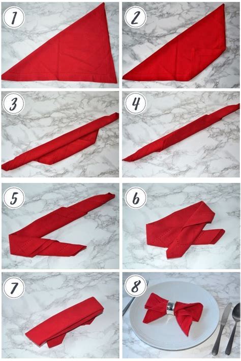 Bow Tie Napkin Folding Steps Napkin Folding Tutorial Christmas