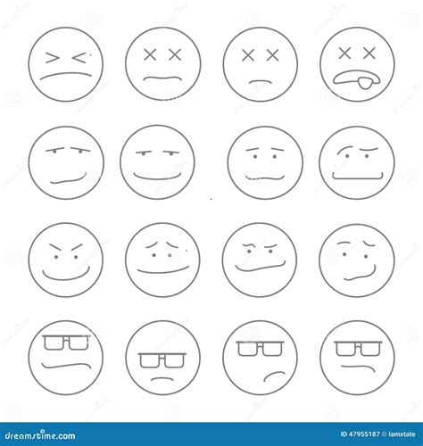 Emoticons Outline Emoji Faces Emoticon Funny Smile Line Black Icons