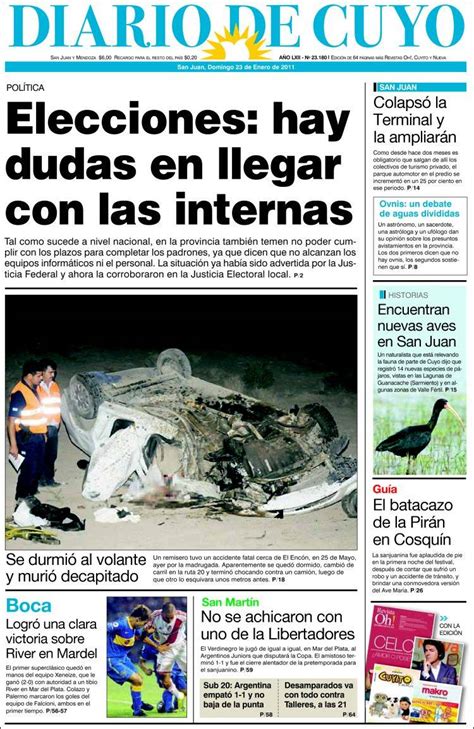 Periódico Diario De Cuyo Argentina Periódicos De Argentina Edición