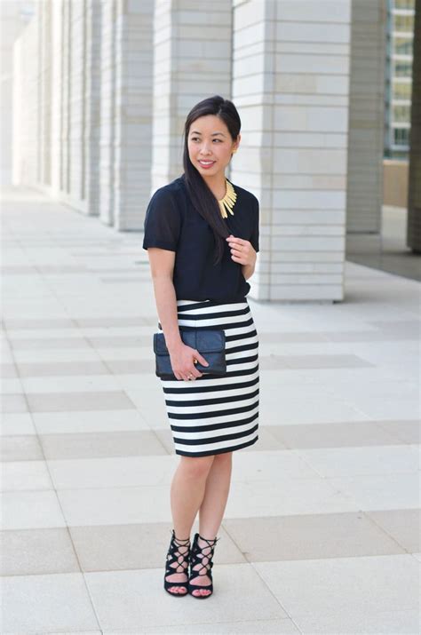 the striped skirt and caged heels — janna doan skirts caged heels fashion