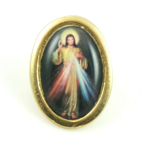 Polish Art Center Divine Mercy Oval Lapel Pin