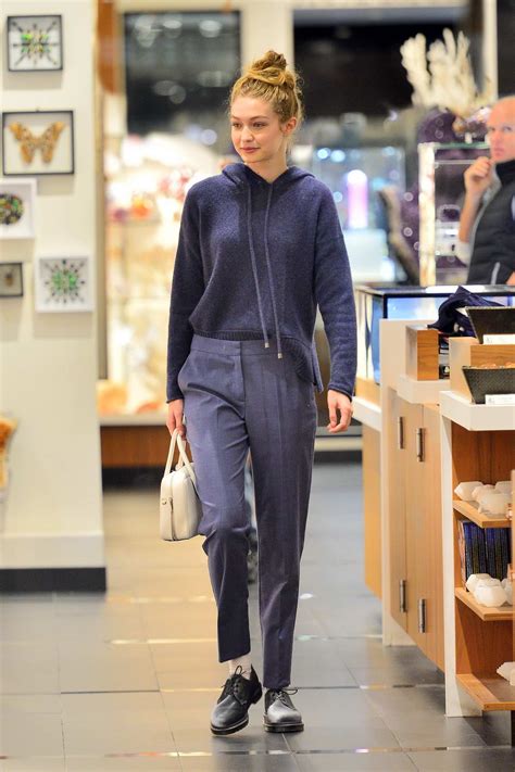 Gigi Hadid Rocks A Blue Hoodie With A Pair Of Matching Blue Trousers