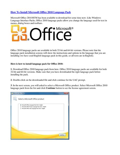 How To Install Microsoft Office 2010 Language Pack Like Windows
