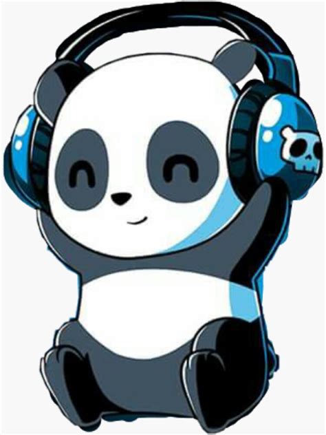 Cute Panda Wearing Headphones Sticker For Sale By Preety00 Redbubble
