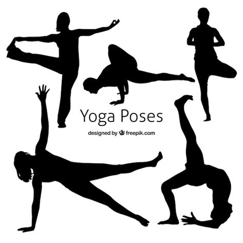 Yoga Pose Silhouettes Stock Image Everypixel