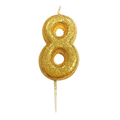 Gold Glitter Number 8 Birthday Cake Candle Decoration Buy Online