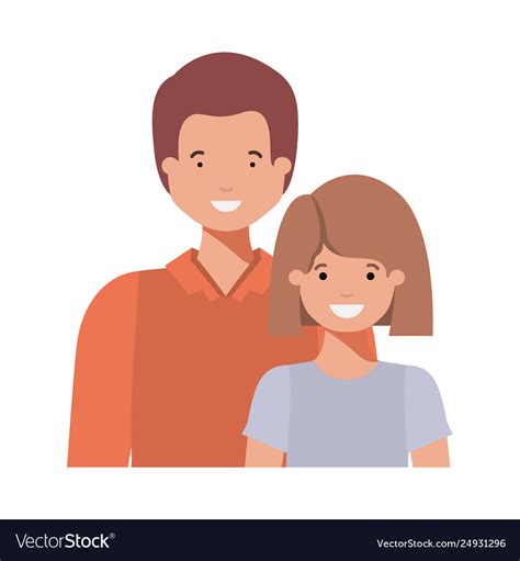Father With His Daughter Smiling Avatar Character Vector Image