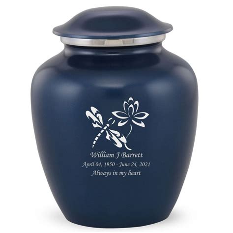 Grace Dragonfly Custom Engraved Adult Cremation Urn For Ashes In Blue