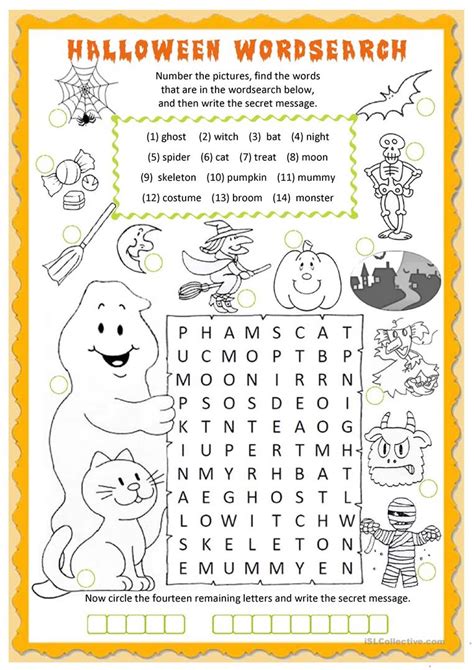Halloween Wordsearch English Esl Worksheets For Distance Word