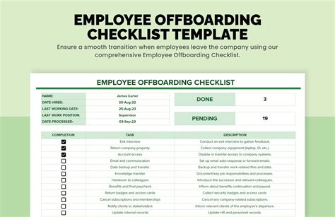 Employee Offboarding Checklist Template In Excel Google Sheets