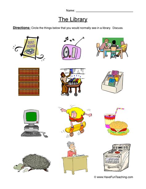 Library Objects Worksheet Have Fun Teaching