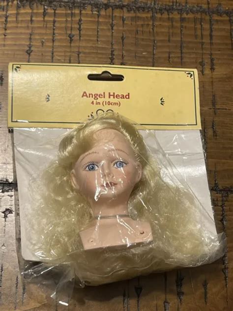 Vintage Large Angel Head 4 Inch Long Blonde Hair Plastic Crafts And
