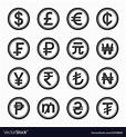 World currencies icons symbol set Royalty Free Vector Image
