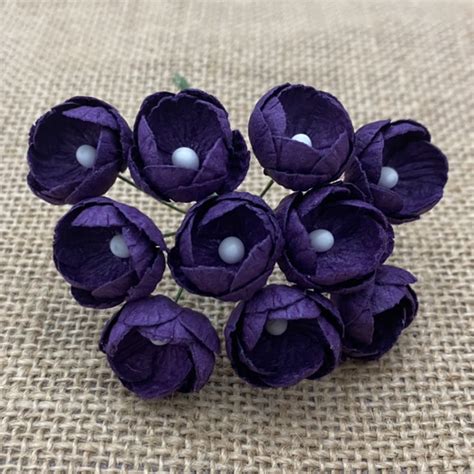 50 Purple Mulberry Paper Buttercups Saa 550 Promlee Flowers