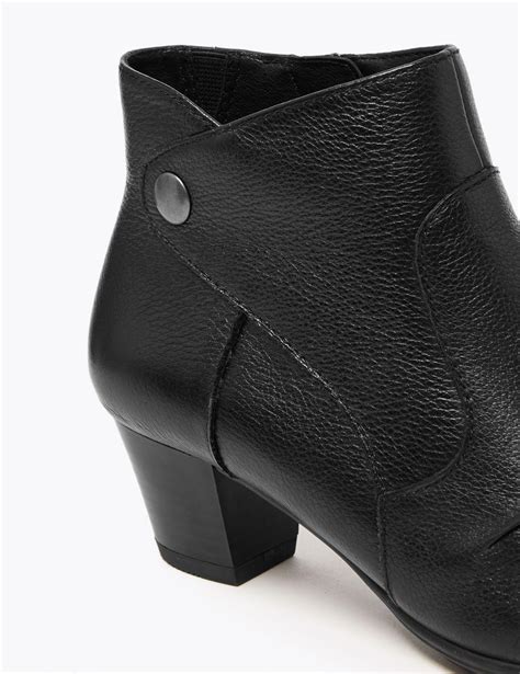 Marks Spencer Wide Fit Leather Ruched Stud Ankle Boots In Black Lyst