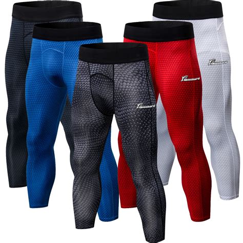 queshark mens men s compression dry cool sports cropped tights pants baselayer running leggings