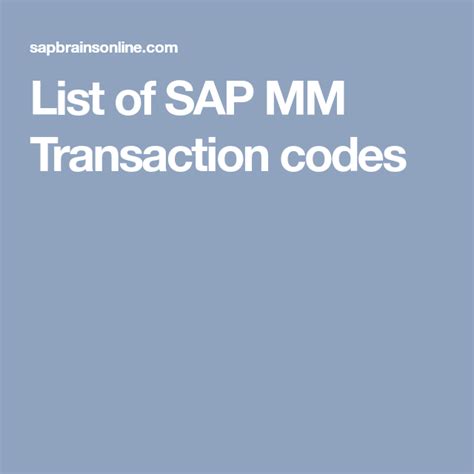 list of sap mm transaction codes coding sap list