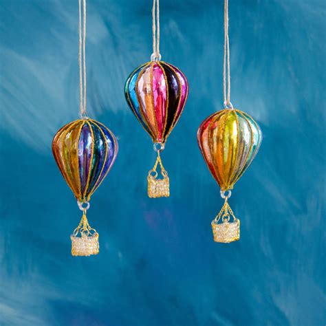 Rainbow Hot Air Balloon Ornament Glitterville Studios
