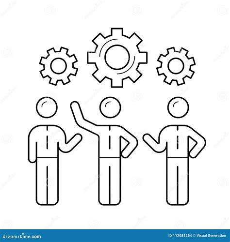 Workforce Vector Line Icon Stock Vector Illustration Of Cogwheel