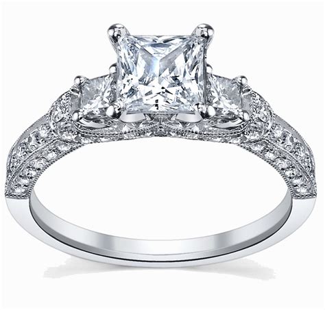 Glamorous Antique Engagement Ring 100 Carat Princess Cut Diamond On