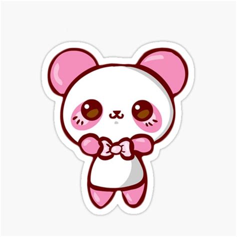 Pink Panda Kawaii Sticker For Sale By Belindafrs Redbubble