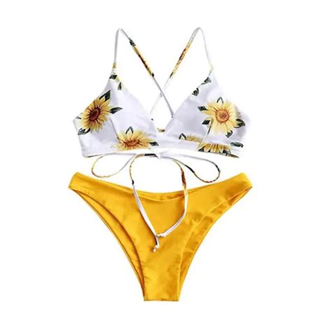 Sunflower Printed Bikini Set Sexy Swimwear Women 2020 Mujer Push Up