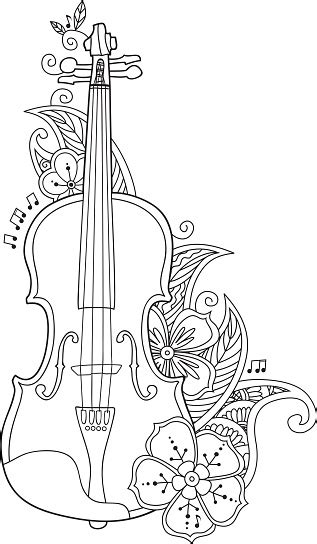 Enjoy coloring santa shark, reindeer sharks, elf sharks and other sea creatures with this 5 page coloring set. Coloring Page Violin With Flowers And Leafs Stock ...