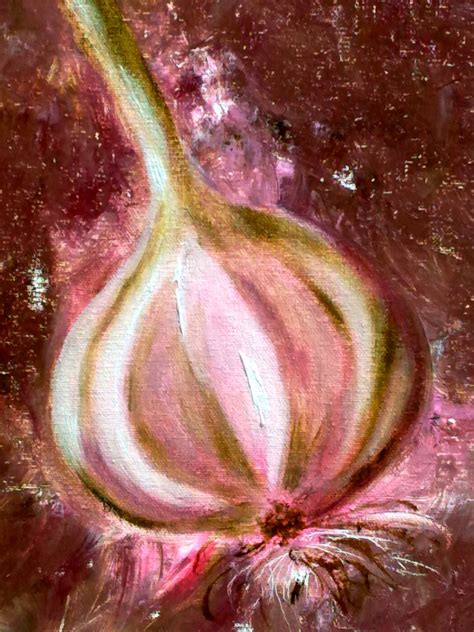 Garlic Painting Original Oil Artwork Food Vegetable Small Etsy