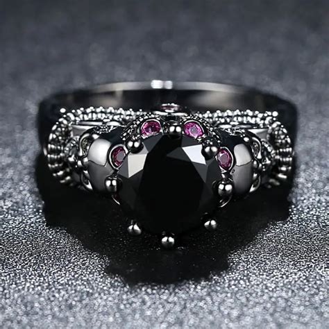 Skull Cubic Zirconia Promise Rings For Women Claw Gothic Engagement