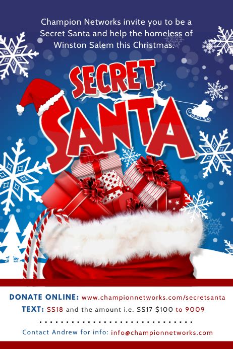 Secret Santa Fundraiser Poster Design Template Postermywall