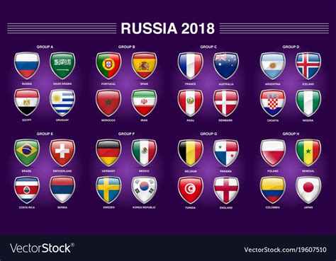 Russia 2018 Fifa World Cup Group Competitions Vector Image