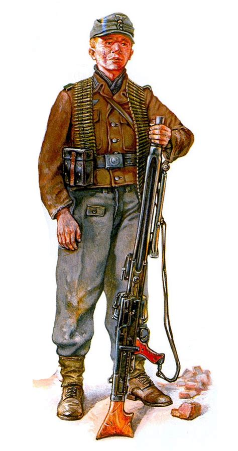 Mg 42 Machine Gunner With His Toolbox Attached To The Belt Initial