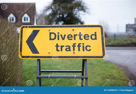 Diverted Traffic Sign Uk Road Signs Stock Image Image Of Highway