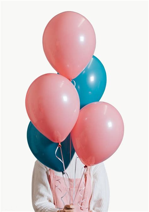 Woman With Pink And Blue Balloons Free Image By Felix
