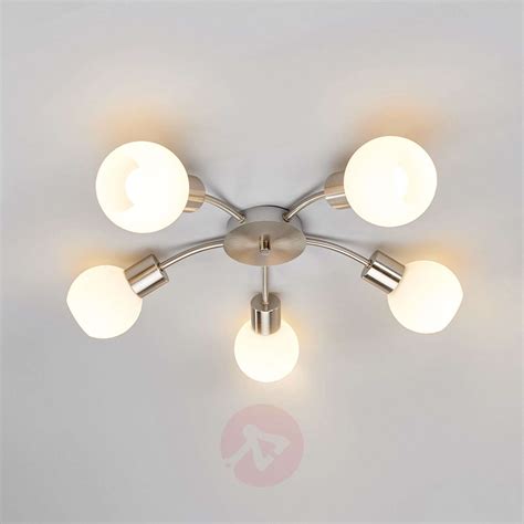 The use of ballasts and other energy restrictors stop these types of bulbs from overheating, but they are necessary as without them they would explode. Round 5-bulb LED ceiling light Elaina, matt nickel | Lights.ie