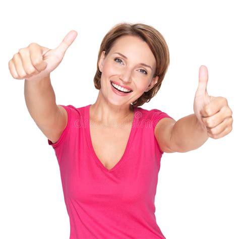 Adult Happy Woman With Ok Gesture Stock Image Image Of Lady Cute
