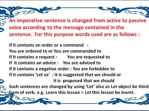 Imperative Sentences Active Passive Voice Exercises This Construction