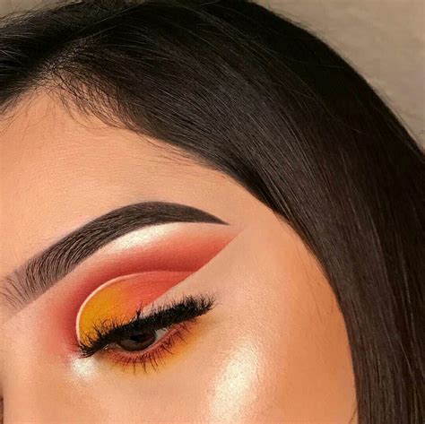 Orange Yellow Half Cut Crease Eyeshadow W White And No Liner Makeup