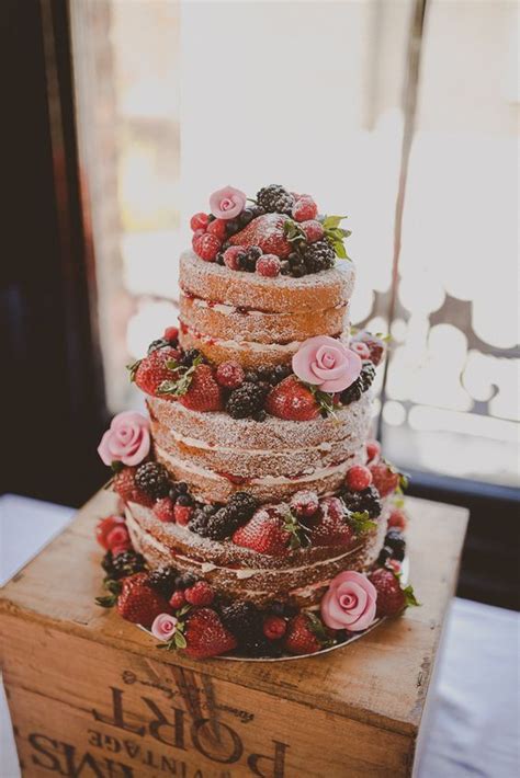 Naked Wedding Cake Mixed Berry Deerpearlflowers Com Rustic