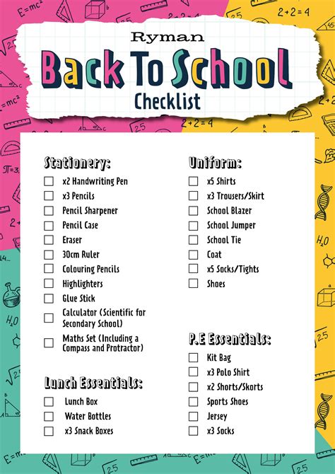 Back To School Checklist 2022 Primary And Secondary School Supplies Ryman