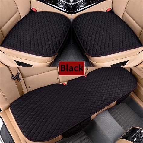 flax car seat cover linen fabric front rear breathable cushion protector mat universal size pad
