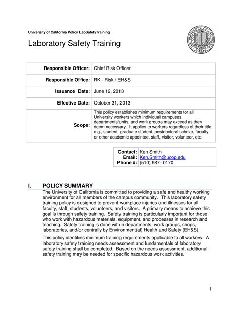 Lab Safety Training Templates At