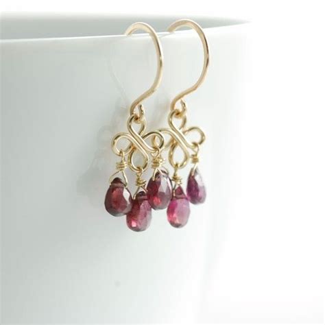 Red Garnet Chandelier Earrings K Gold Fill January Etsy January