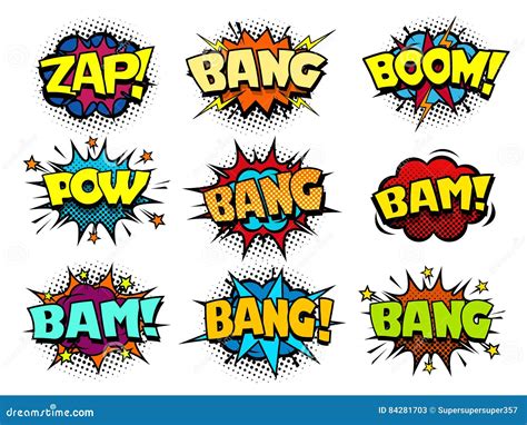 Comic Book Speech Bubbles Cool Blast And Crash Sound Effect Stock