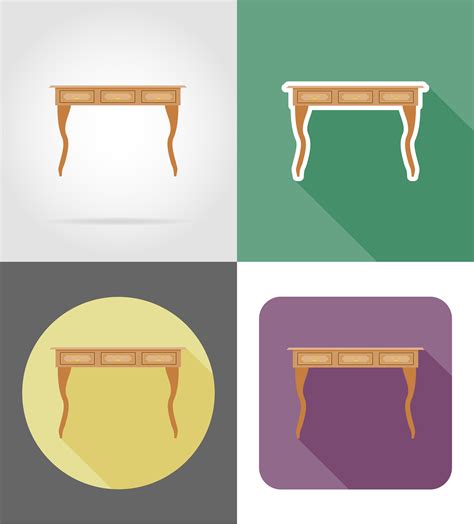 Table Furniture Set Flat Icons Vector Illustration 516229 Vector Art At