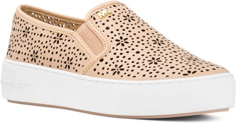 Michael Michael Kors Womens Trent Perforated Leather Slip On Sneakers