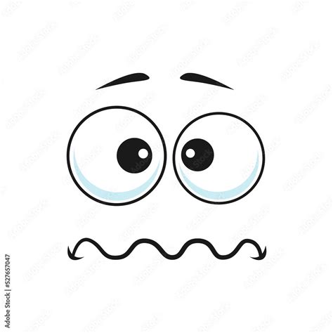 Cartoon Face Frightened Or Worry Emoji Vector Character Scared Facial