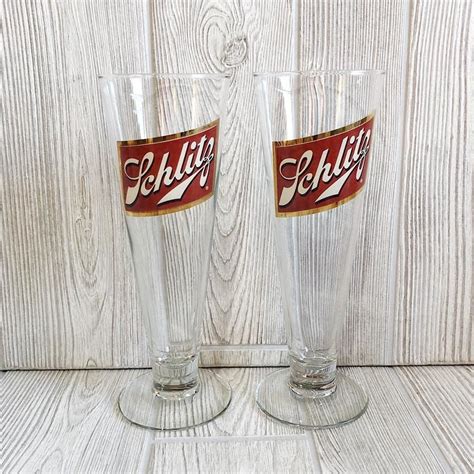 Vintage Schlitz Pilsner Beer Glasses Pair 1970s Vintage Etsy Pilsner Beer Beer Glasses Beer