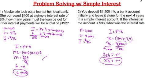 Problem Solving Simple Interest Youtube